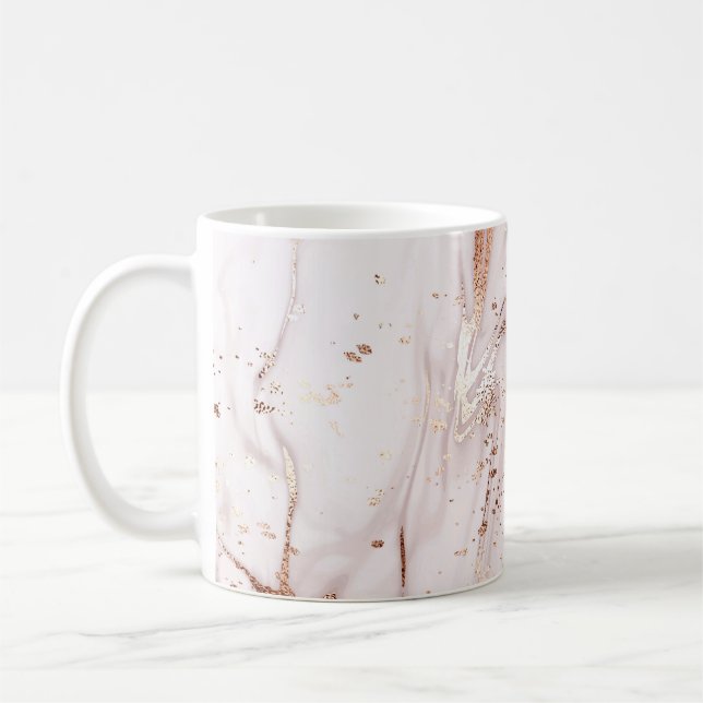 Marble Ro Guld: Flytande Abstrakt. Kaffemugg (Vänster)