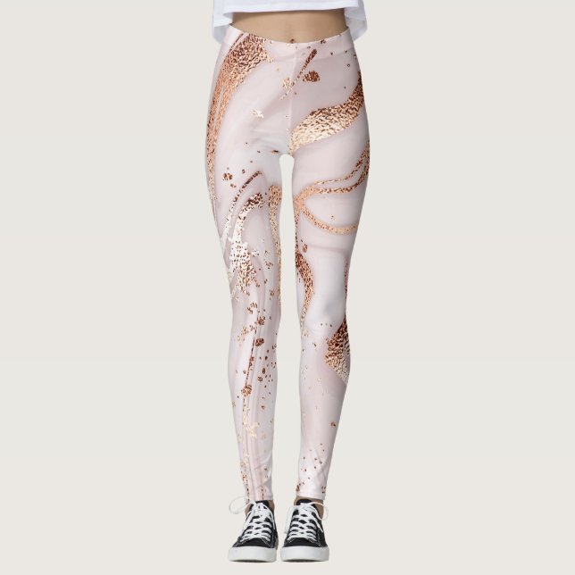 Marble Ro Guld: Flytande Abstrakt. Leggings (Framsida)