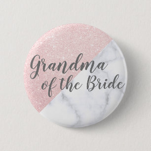 Marble & ro guld glitter mormor från bruden knapp