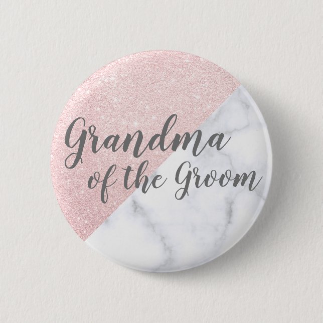 Marble & ro guld glitter-mormor i groomen knapp (Framsida)