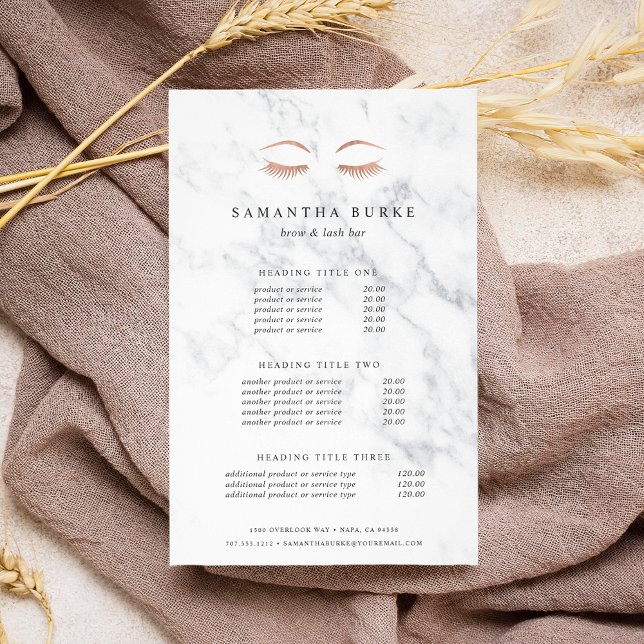 Marble Ro Guld Lash & Brows Pris & Services Flygblad (Skapare uppladdad)