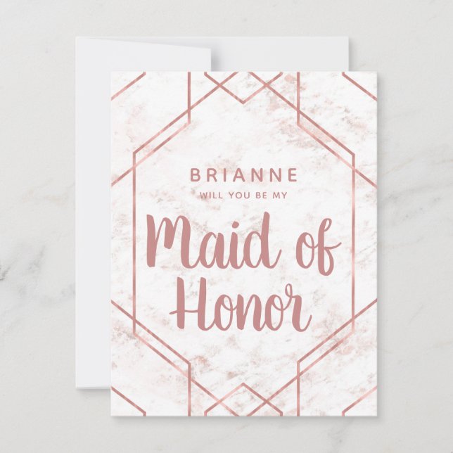  Marble Ro Guld Maid of honor Frieri Inbjudningar (Framsida)