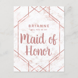  Marble Ro Guld Maid of honor Frieri Inbjudningar