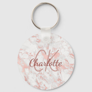 Marble ro guld monogram initialer namn nyckelring