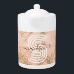 Marble ro Guld, Namn Wht Monogram<br><div class="desc">Marmor av ro glitter med svart namn och stort vitt monogram med svart manus.</div>