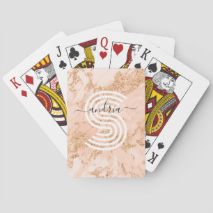 Marble ro Guld, Namn Wht Monogram Casinokort