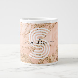 Marble ro Guld, Namn Wht Monogram Jumbo Mugg
