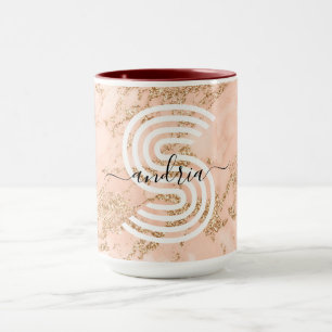 Marble ro Guld, Namn Wht Monogram Mugg