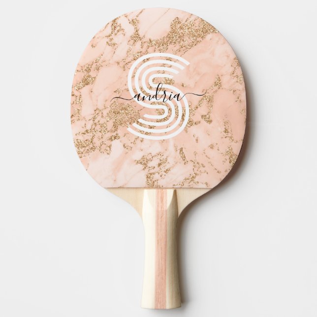 Marble ro Guld, Namn Wht Monogram Pingisracket (Framsidan)