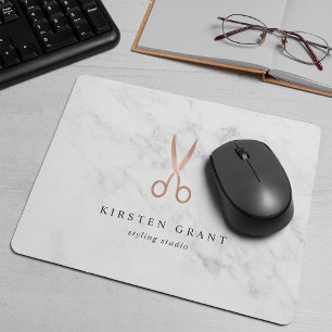 Marble & Ro Guld Scissors Hair Salon Logotyp Musmatta