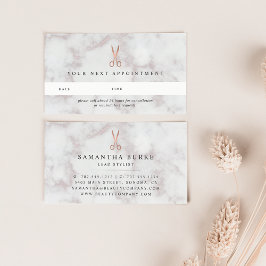 Marble & Ro Guld Scissors | Hair Salon Tidsbeställning Kort