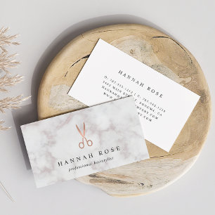 Marble & Ro Guld Scissors Logotyp Hairstylist Visitkort