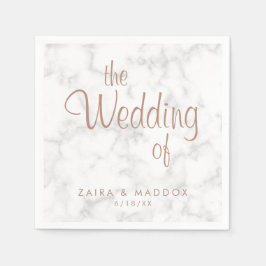 Marble Ro Guld Skripta Modern Bröllop Pappersservett