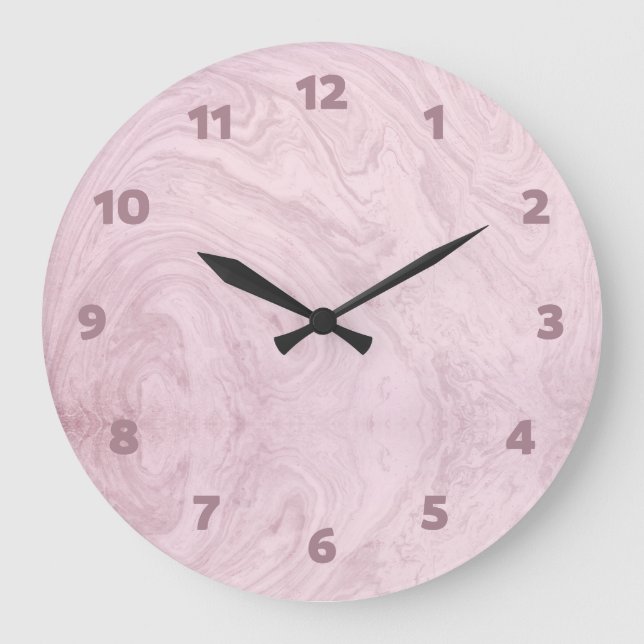 Marble rosa abstrakt, modern söt stor klocka (Framsida)