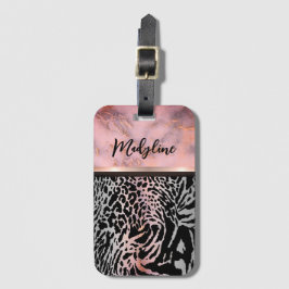 Marble Rosa Chic Tiger Safari Print Bagagebricka