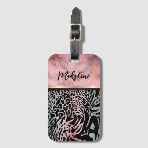Marble Rosa Chic Tiger Safari Print Bagagebricka