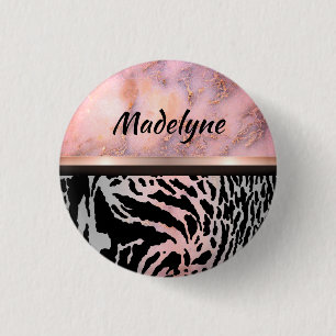 Marble Rosa Chic Tiger Safari Print Knapp