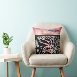 Marble Rosa Chic Tiger Safari Print Personlig Kudde