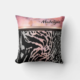 Marble Rosa Chic Tiger Safari Print Personlig Kudde