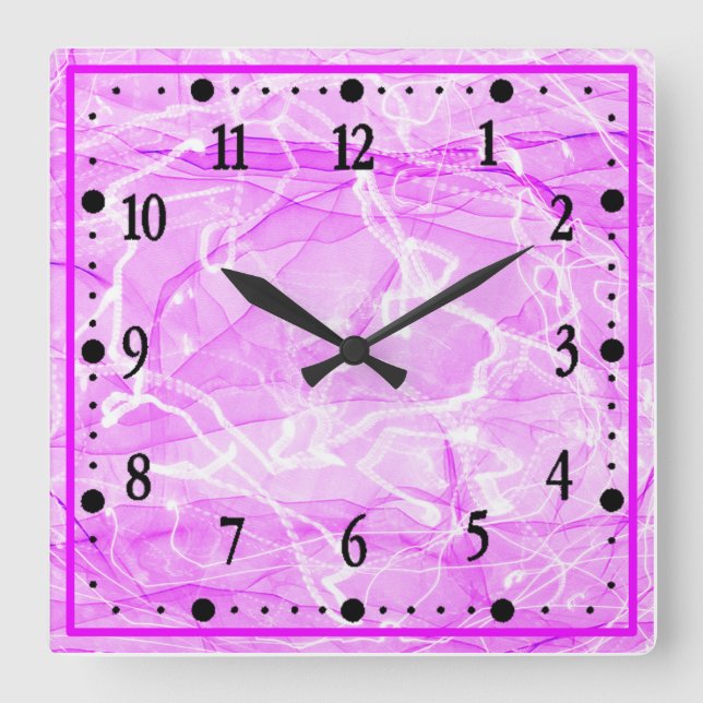Marble Rosa Digital Papper-21643 Fyrkantig Klocka (Framsida)