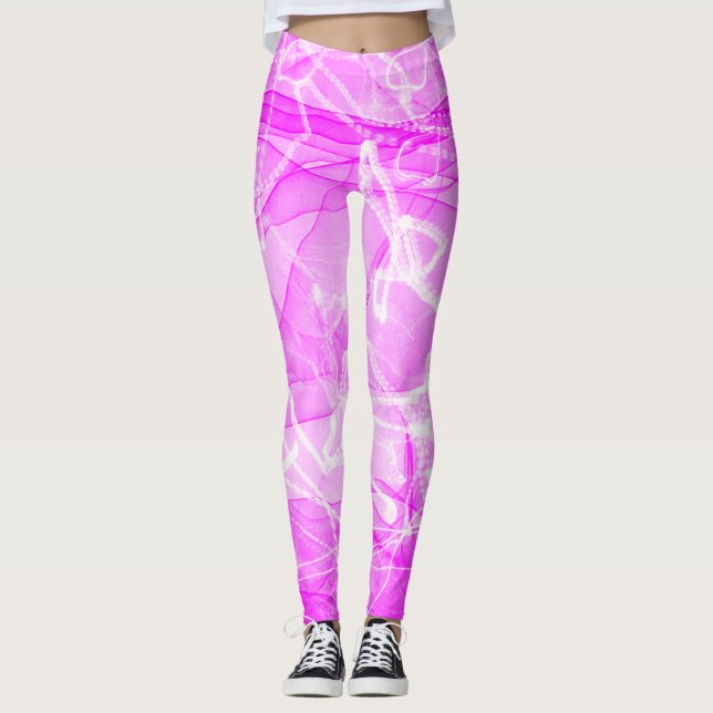 Marble Rosa Digital Papper Leggings (Framsida)