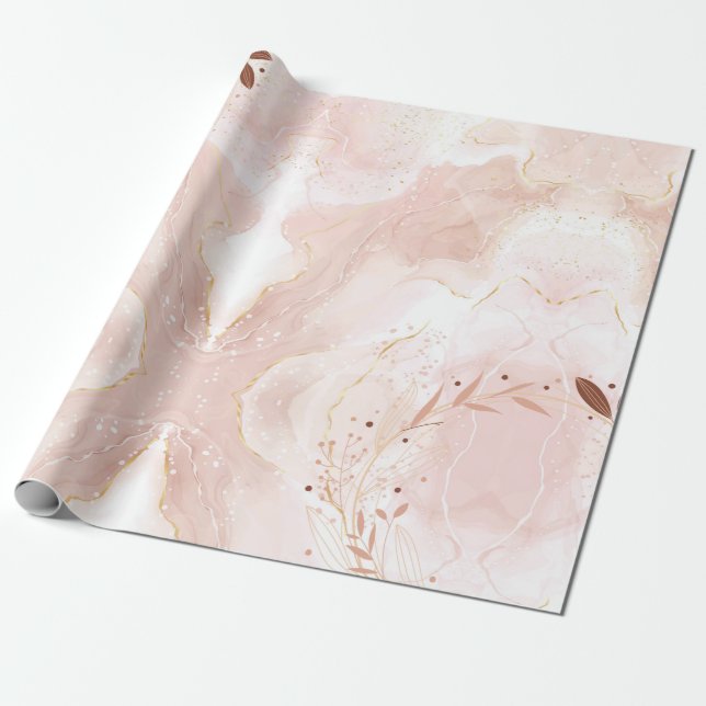 Marble Rosa Glitter Inpackningspapper Presentpapper (Utrullad)