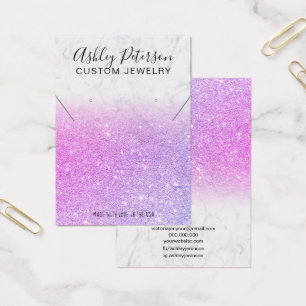 Marble rosa glitter örringar halsband visning visitkort