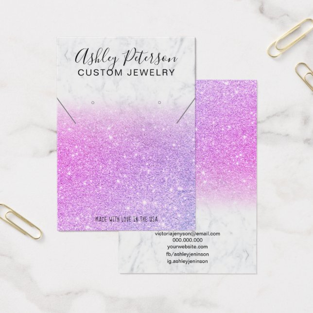 Marble rosa glitter örringar halsband visning visitkort (Kontor)