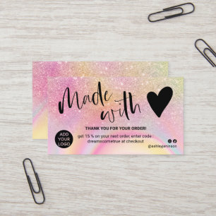 Marble rosa glitter tack du gjorde med kärlek visitkort