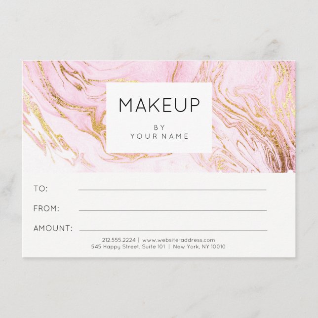 Marble Rosa ros Makeup Beauty Certificate Gift (Framsida)
