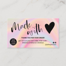 Marble rosa tack du gjorde med kärlek visitkort