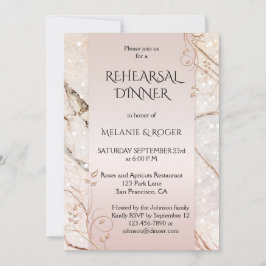 Marble Rose Gold Blommig Övningsmiddagsinbjudan Inbjudningar