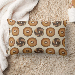 Marble Rye Cinnamon Raisin Plain Bagel Breakfast Lumbarkudde
