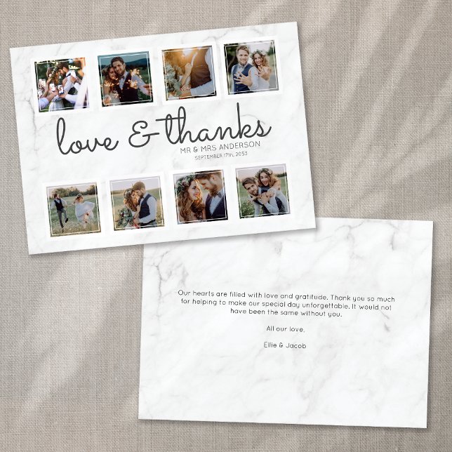 Marble Script Foto Collage Kärlek & Tacksamhet Tack Kort (Skapare uppladdad)