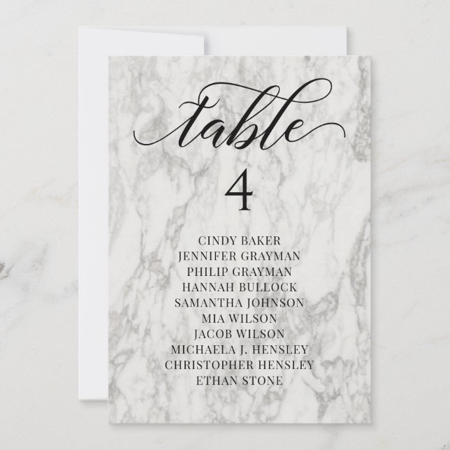 Marble Script-sätesplan - individuellt Bord-kort Inbjudningar (Framsida)