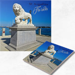 Marble Sculpture at Bridge of Lejon St. Augustine<br><div class="desc">Den här keramiska plattan har en bild av en av två gallanta vita marmor lejon som håller vakt vid ingången till bron i Lejon som förbinder "Old City" Saint Augustine med Anastasia Island. Den stora karrera marmor lejon heter "Firm" och "Faithful" och beställdes ursprungligen av den italienska skulptorn F. Romanelli...</div>