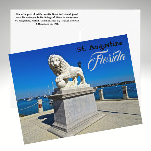 Marble Sculpture at Bridge of Lejon St. Augustine Vykort
