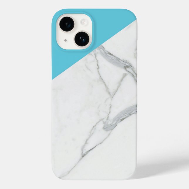 Marble Seafoam Blue Protective iphone case 14 13 (Baksida)