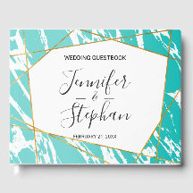 Marble Seafoam Teal Guld Geometric Bröllop