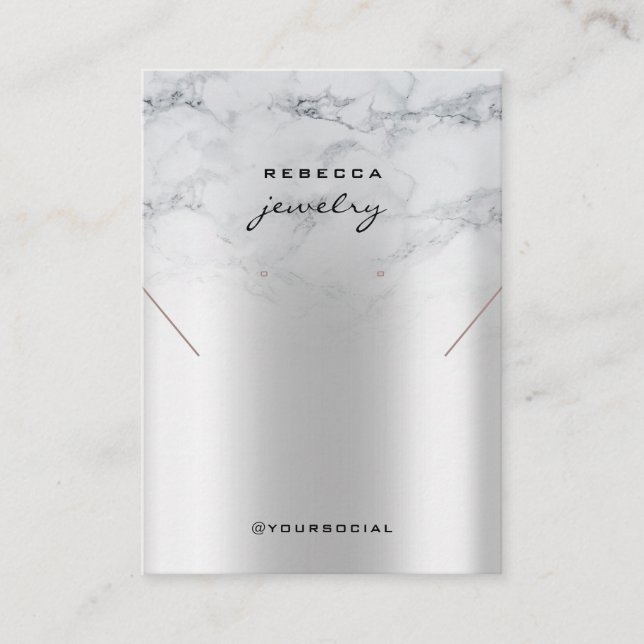 Marble Silver Earring Necklace visning Card Visitkort (Framsida)