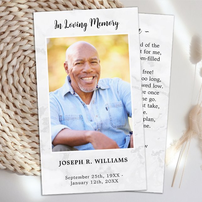 Marble Simal Funeral Photo Memorial Prayer Card (Skapare uppladdad)