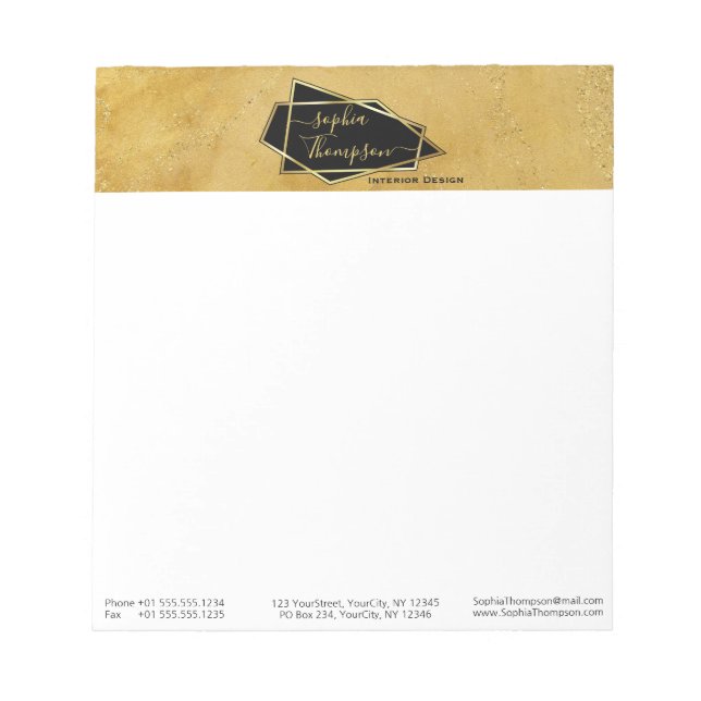 Marble-skript för lyxElegant Guld Glitter Anteckningsblock (Framsida)