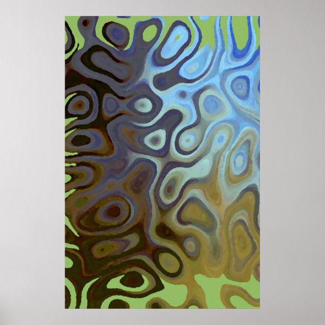 Marble Slick Metallic Blue Grönt Poster (Framsidan)