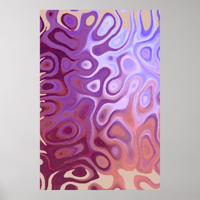 Marble Slick Metallic Burgundy Beige Poster (Framsidan)