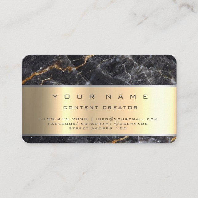 Marble Social Media Manager Innehåll Creator Visitkort (Framsida)