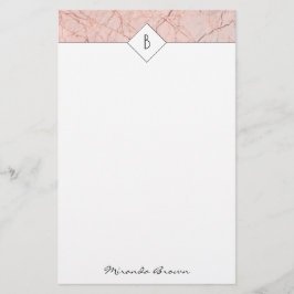 Marble Stationery i Monogram Elegant Ro Guld Brevpapper