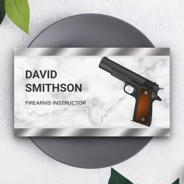 Marble Steel Pistol Gun Shop Gunsmith Firearms Visitkort (Skapare uppladdad)