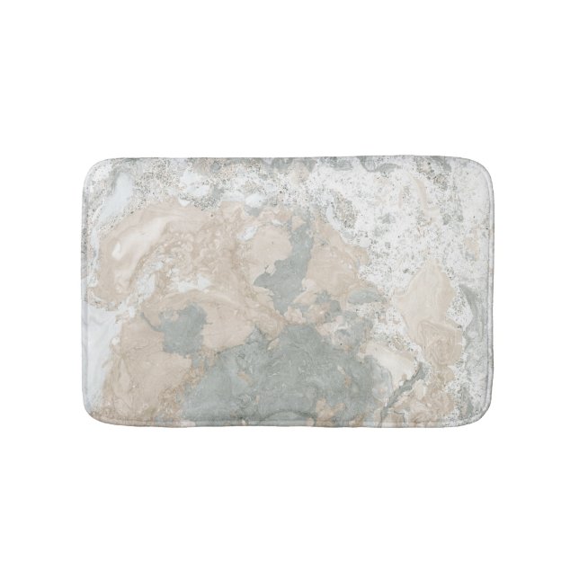 Marble Stone Abstrakt Creamy Mint Ivory Grått Badrumsmatta (Framsidan)