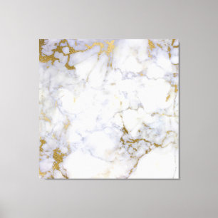 Marble Stone Abstrakt Guld Silver White Carrara Canvastryck