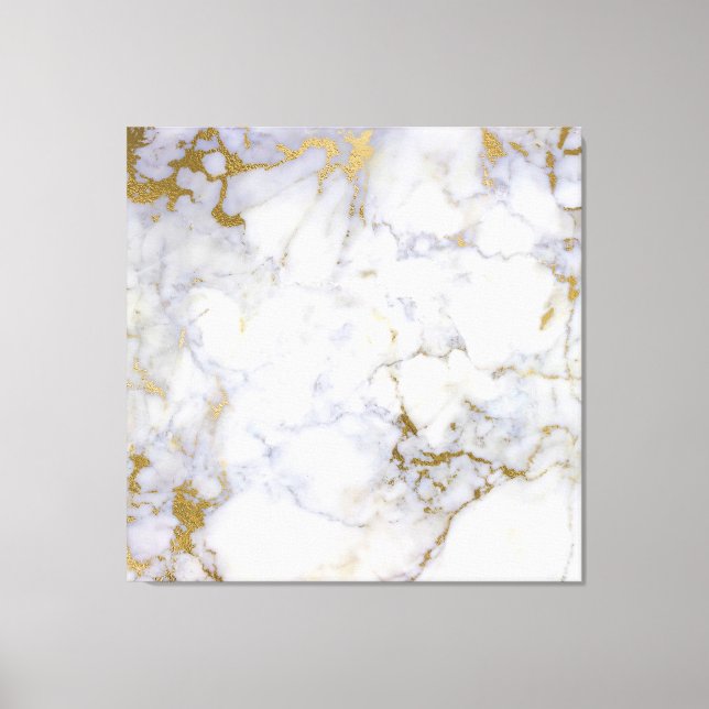 Marble Stone Abstrakt Guld Silver White Carrara Canvastryck (Framsida)